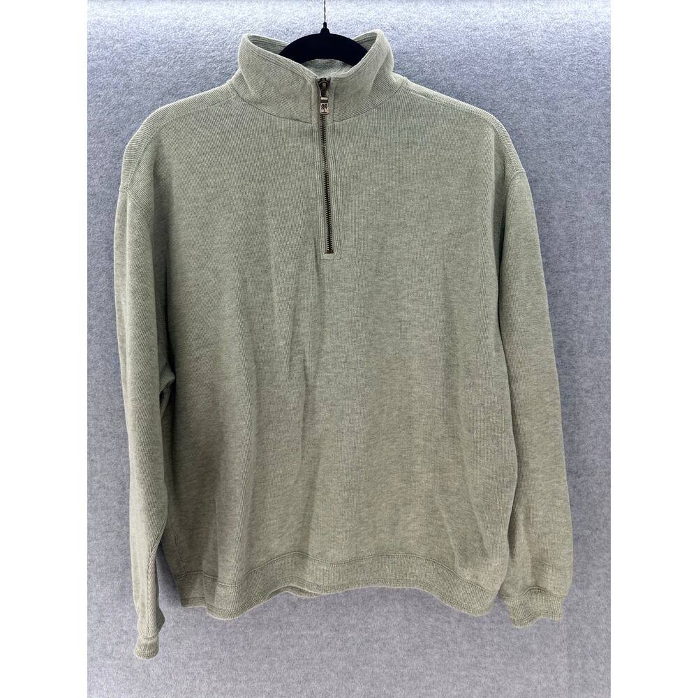 Tommy Bahama Men's S Relaxed Fit Pullover Beige Half Zip 100% Cotton Comfort